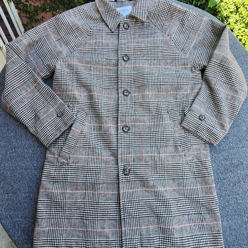 Goodfellow & Co Glen Plaid Trench Coat with Subtle Red Windowpane